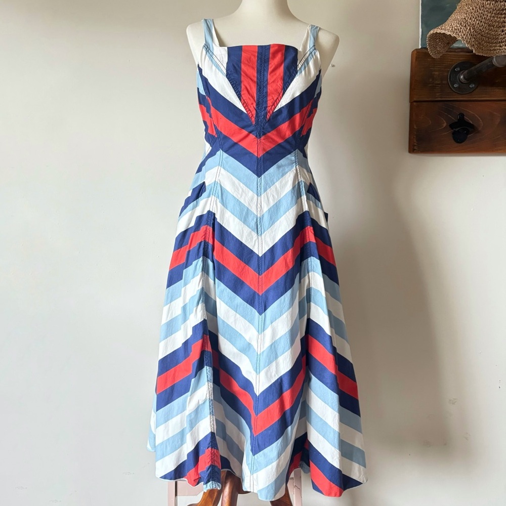 Maeve Anthropologie Striped Vintage-Style Dress - Size 6